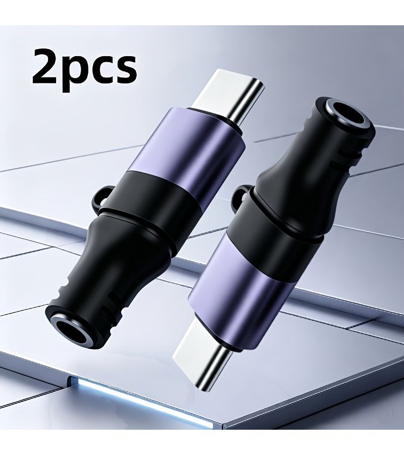2 قطعة من محول الصوت من نوع C إلى 3.5 ملم باللون الرمادي، بدون فقدان للجودة، مناسب لأجهزة أندرويد والأجهزة اللوحية وأجهزة الكمبيوتر المحمولة. - Image 2