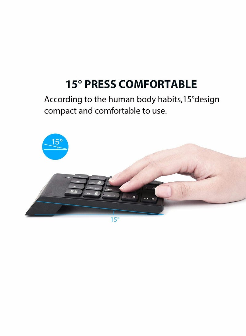 Wireless Silent Number Pad Portable Numeric Keypad Keyboard with Mini USB Receiver for Laptop Notebook, Desktop PC Computer, Compatible with Windows, 10 Million Keystrokes Life，10M Use Distance - Image 5