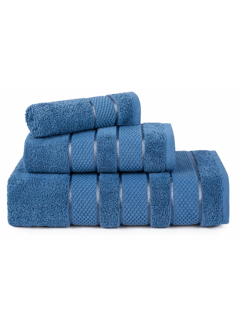 Safi Plus 3 Piece Towel Set Super Soft & Absorbent Luxury Hotel Quality 100% Combed Cotton, 1 Bath Towel, 1 Hand Towel, 1 Washcloth - Ocean Blue - Image 1
