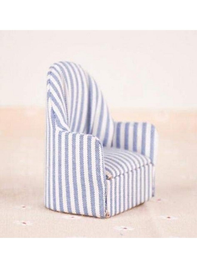 EatingBiting 1/12 Dollhouse Miniature Doll Navy Stripe Sofa, 1:12 Dollhouse Miniature Furniture Vivid Living Room Doll Sofa Chair, Elegant Alternate Stripes of Blue White Mini Sofa - Image 2