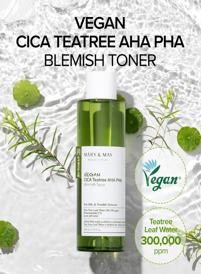MARY & MAY Mary&May Vegan CICA Tea Tree AHA PHA Blemish Toner - Oil Control and Skin Soothing Exfoliating Face Toner - Protects Skin Barrier, for Clear and Healthy Skin, 6.76 fl.oz. - Image 2