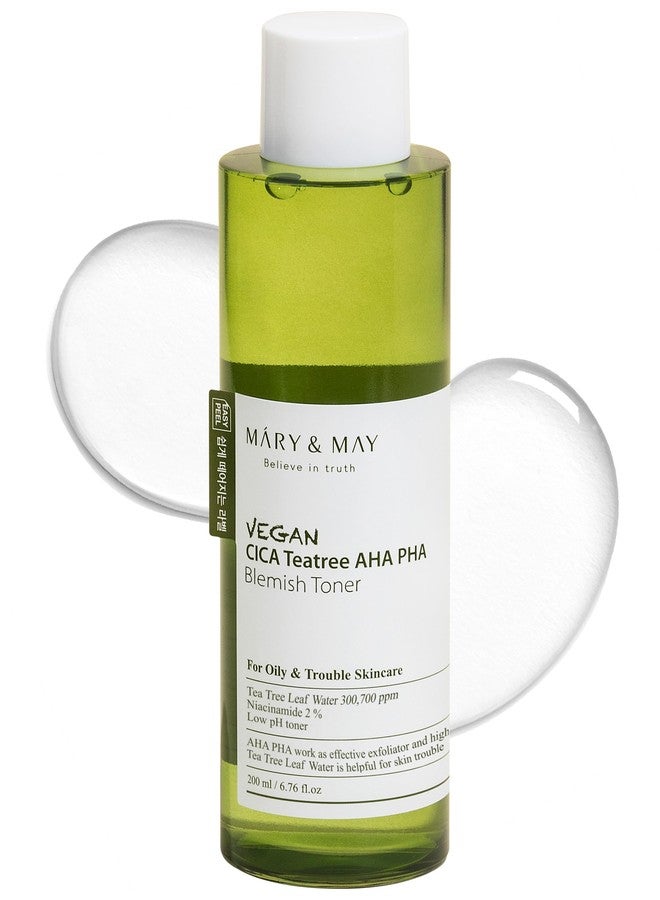 MARY & MAY Mary&May Vegan CICA Tea Tree AHA PHA Blemish Toner - Oil Control and Skin Soothing Exfoliating Face Toner - Protects Skin Barrier, for Clear and Healthy Skin, 6.76 fl.oz. - Image 1