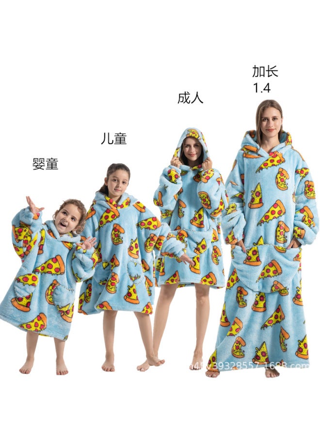 New Printed Flannel Pullover Children's Comfortable Cotton-padded Lazy Clothes Cloak Nightgown Warm Thickened Winter Clothes