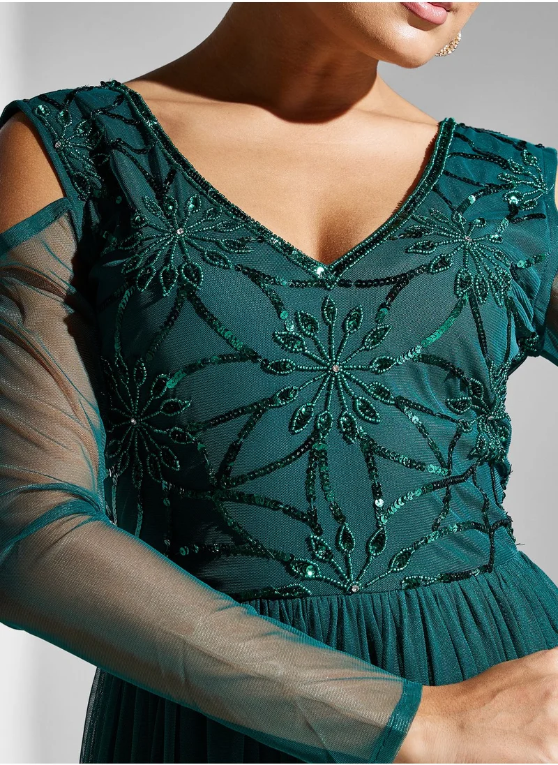 Namshi x Cold Shoulder Embellished Dress