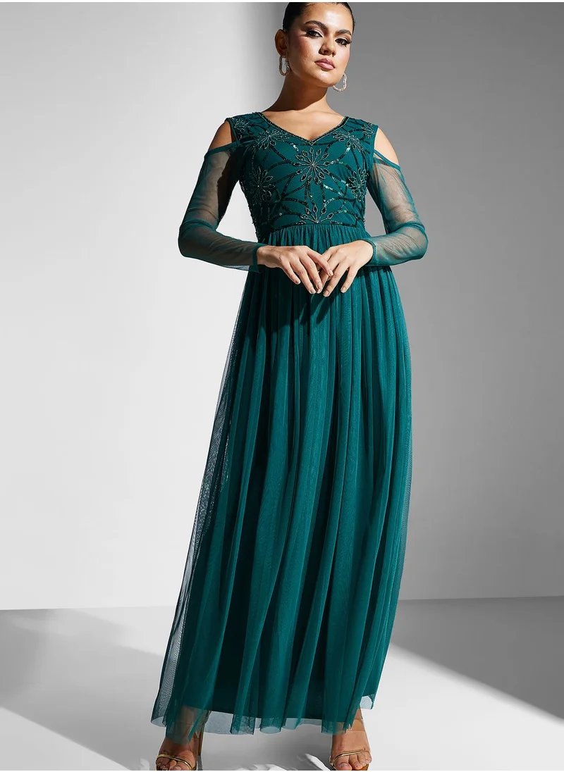 Namshi x Cold Shoulder Embellished Dress