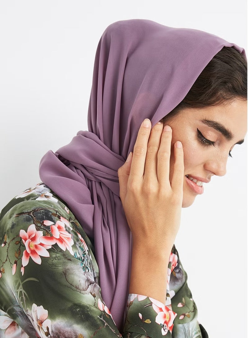 وشاح شيلة دجليل شيفون ناعم للحجاب باللون البنفسجي الفاتح - Image 1