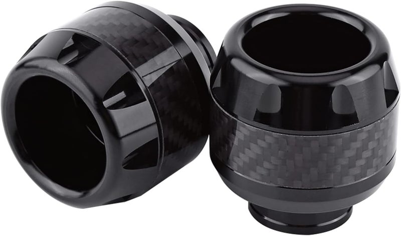 Keenso 1 Pair Front Fork Frame Sliders Wheel Crash Protector, Carbon Fiber Front Fork Frame Sliders Crash (Black) - Image 1