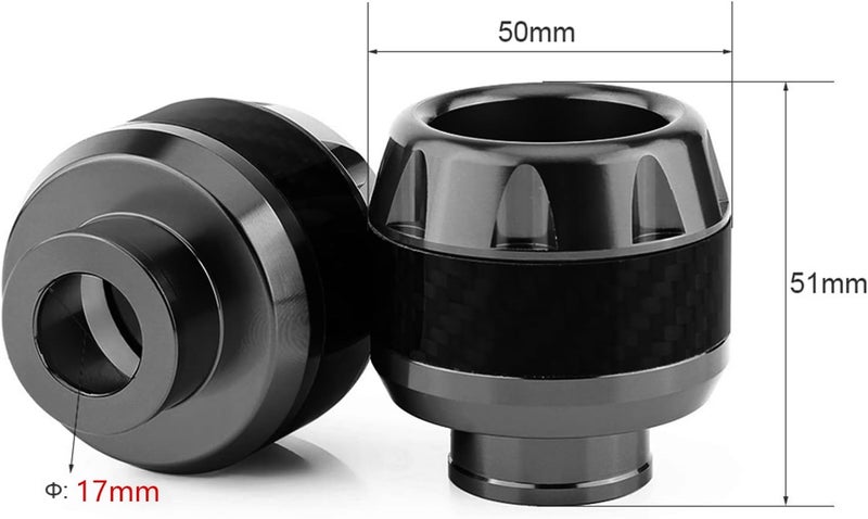 Keenso 1 Pair Front Fork Frame Sliders Wheel Crash Protector, Carbon Fiber Front Fork Frame Sliders Crash (Black) - Image 2
