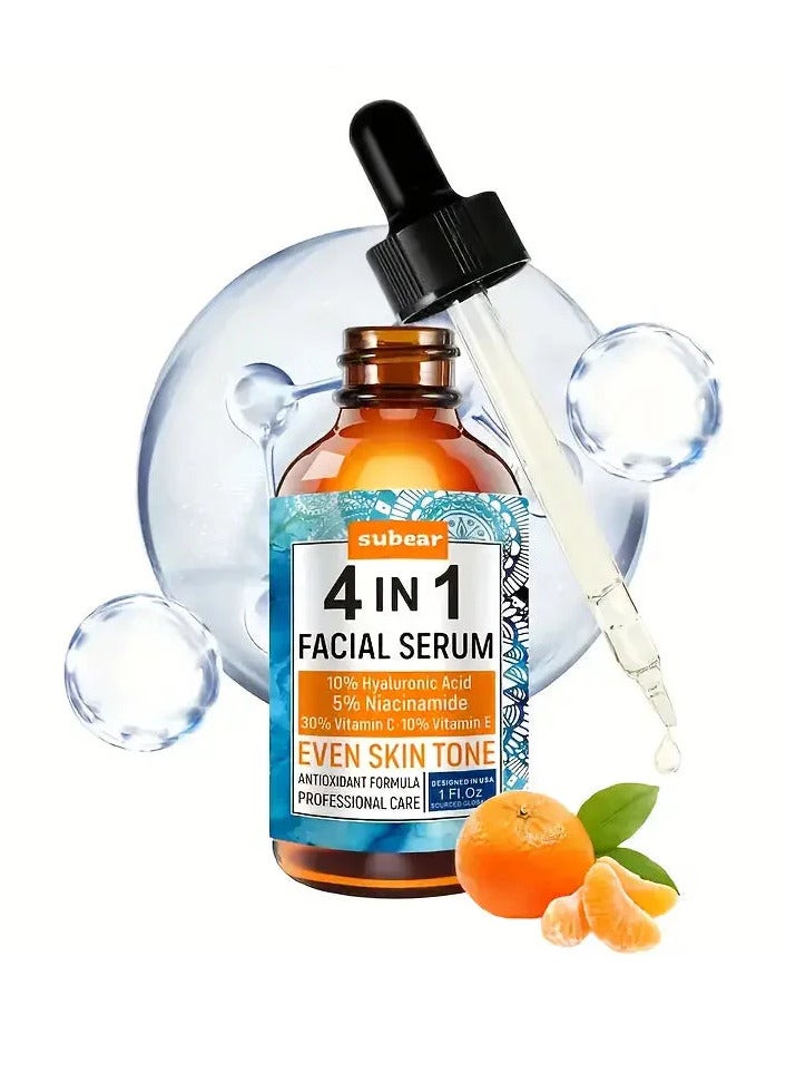 subear 4-In-1 Facial Serum -Vitamin C Niacinamide Hyaluronic Acid Vitamin E Facial Serum Hydrates, Repairs, and Rejuvenates Skin with Hyaluronic Acid (30ml)  - Image 1