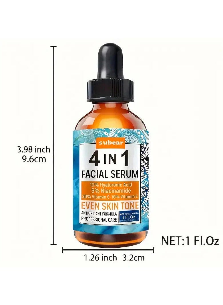subear 4-In-1 Facial Serum -Vitamin C Niacinamide Hyaluronic Acid Vitamin E Facial Serum Hydrates, Repairs, and Rejuvenates Skin with Hyaluronic Acid (30ml)  - Image 4