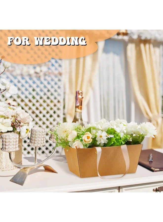 10 Pcs Empty Kraft Paper Gift Baskets with Handles for Party & Wedding Favors - Image 3