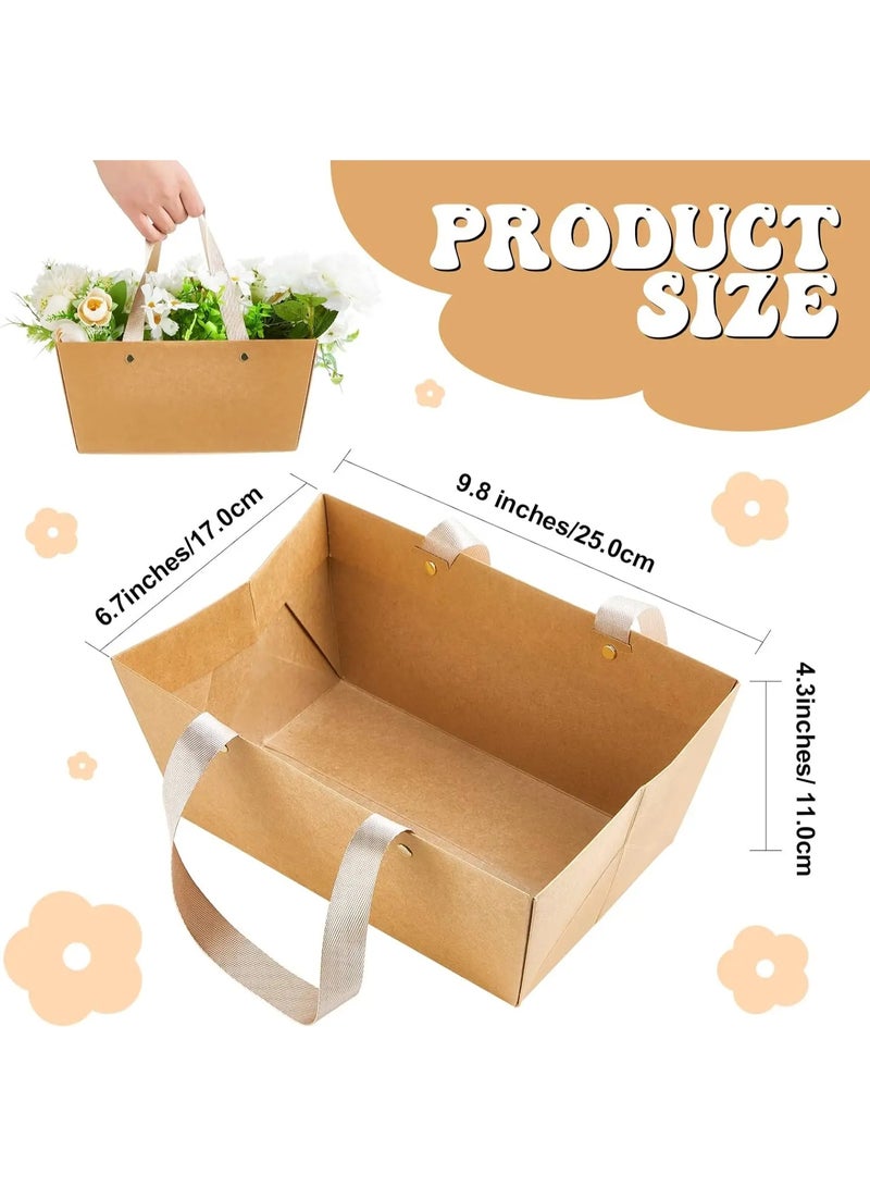 10 Pcs Empty Kraft Paper Gift Baskets with Handles for Party & Wedding Favors - Image 2