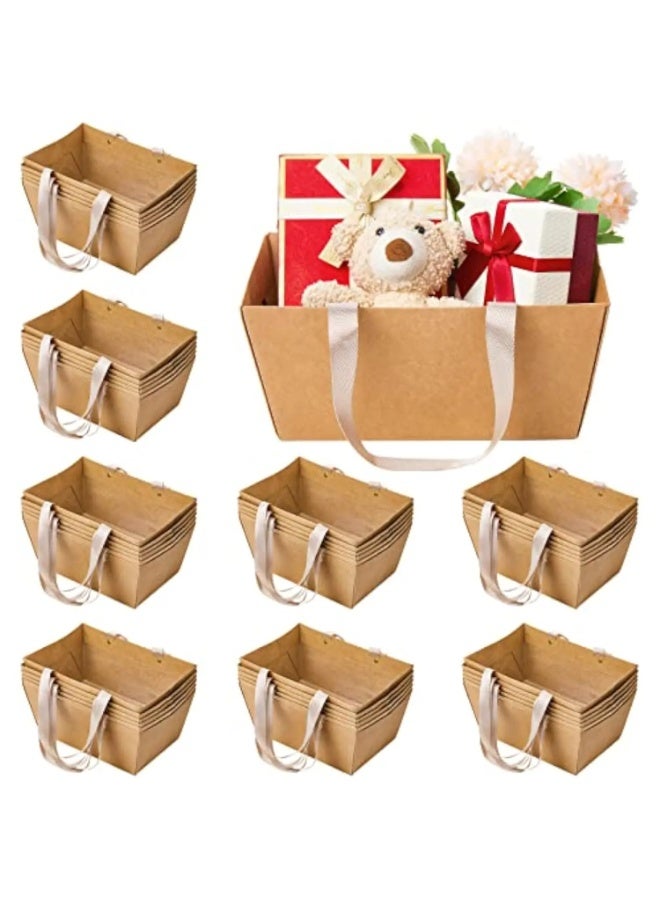 10 Pcs Empty Kraft Paper Gift Baskets with Handles for Party & Wedding Favors - Image 1