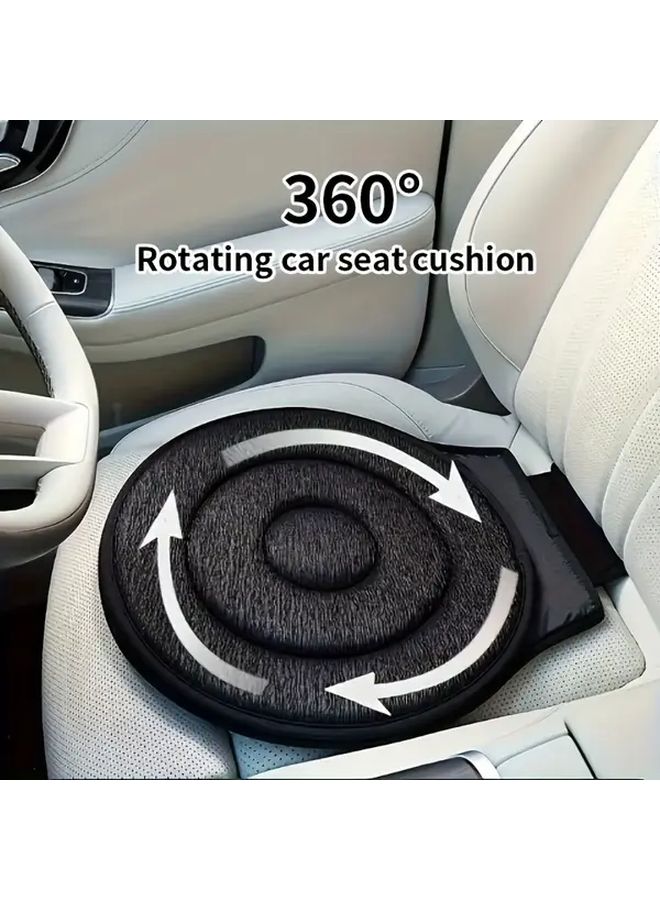 360 Degree Rotating Car Seat Cover Black Ergonomic Support Easy Entry Exit All Season - Image 1