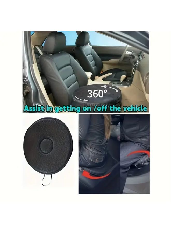 360 Degree Rotating Car Seat Cover Black Ergonomic Support Easy Entry Exit All Season - Image 3