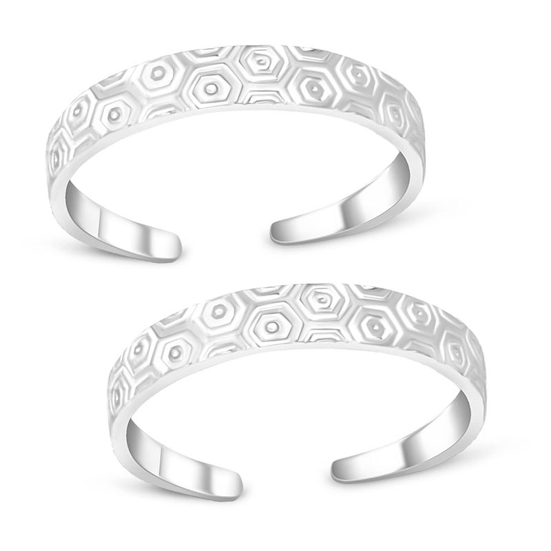 silver chest Silver Toe Rings for Women Pure Silver 925 - Elegant and Comfortable 3D Self Design Simple Toe Ring Silver Bands for Girls - Image 1