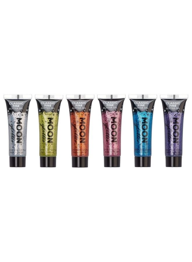 Moon Glitter Classic Fine Glitter Gel by Moon Glitter - 0.40fl oz - Set of 6 - Glitter Face Paint - Image 1