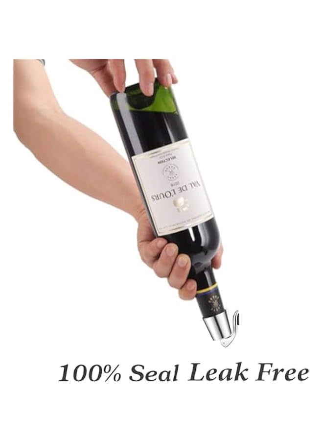 تراسل اي بين مجموعة سدادات زجاجات النبيذ من الستانلس ستيل مع ختم سيليكون، حافظة مشروبات قابلة لاعادة الاستخدام، تحافظ على النضارة، سدادات زجاجات فاخرة، مجموعة هدايا مثالية لحفظ المشروبات - Image 4