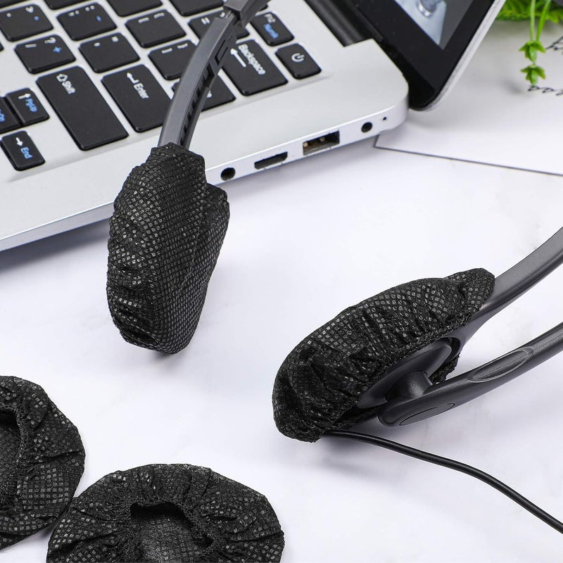 BBTO 100 Pieces Headphone Ear Covers Disposable Earpad Covers Fit Most On Ear Headphones (Black, 6.5 cm) - Image 2