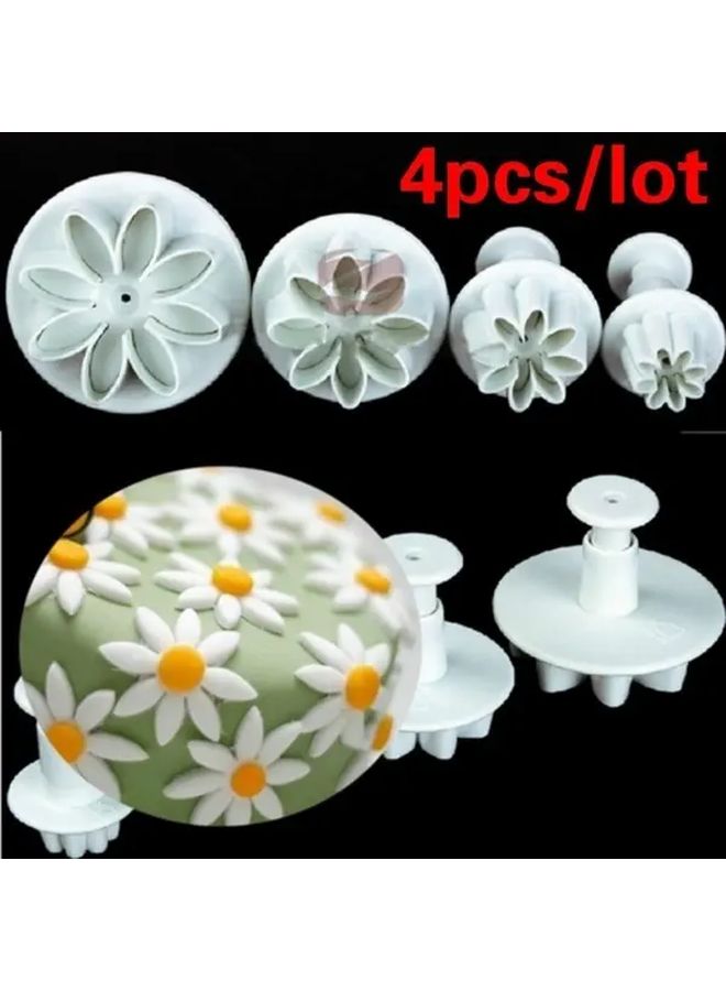China Daisy Sunflower Plunger Cutter Set 4pcs Plastic Fondant Cake Decorating Tools - Image 2