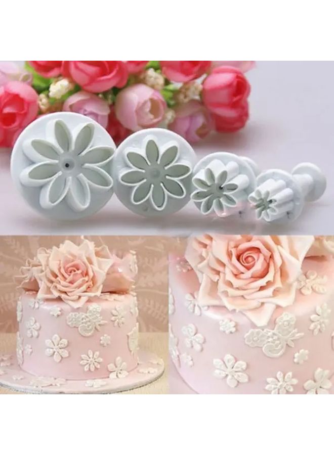 China Daisy Sunflower Plunger Cutter Set 4pcs Plastic Fondant Cake Decorating Tools - Image 3