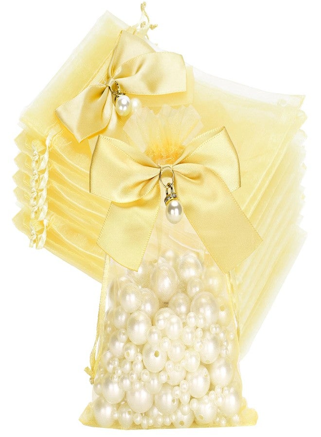 joycraft 4x6 In Organza Bags with Bow, 30Pcs Gold Party Favor Bag, Jewelry Pouches with Drawstring, Sheer Mesh Drawstring Bags for Jewelry, Makeup, Candy, Desserts - Image 1