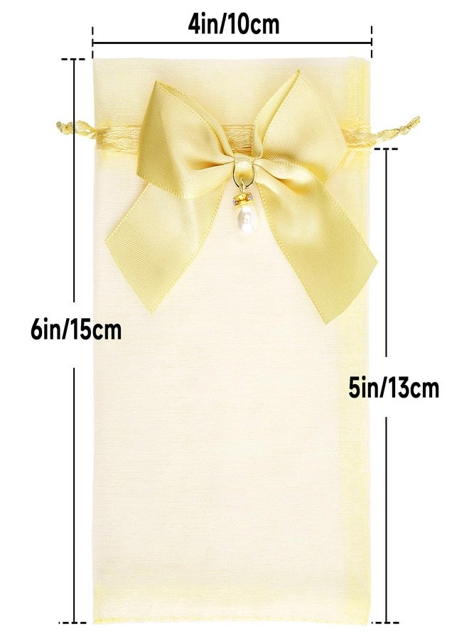 joycraft 4x6 In Organza Bags with Bow, 30Pcs Gold Party Favor Bag, Jewelry Pouches with Drawstring, Sheer Mesh Drawstring Bags for Jewelry, Makeup, Candy, Desserts - Image 2