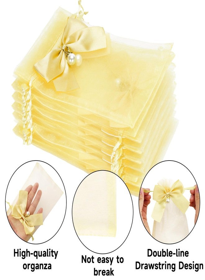 joycraft 4x6 In Organza Bags with Bow, 30Pcs Gold Party Favor Bag, Jewelry Pouches with Drawstring, Sheer Mesh Drawstring Bags for Jewelry, Makeup, Candy, Desserts - Image 3