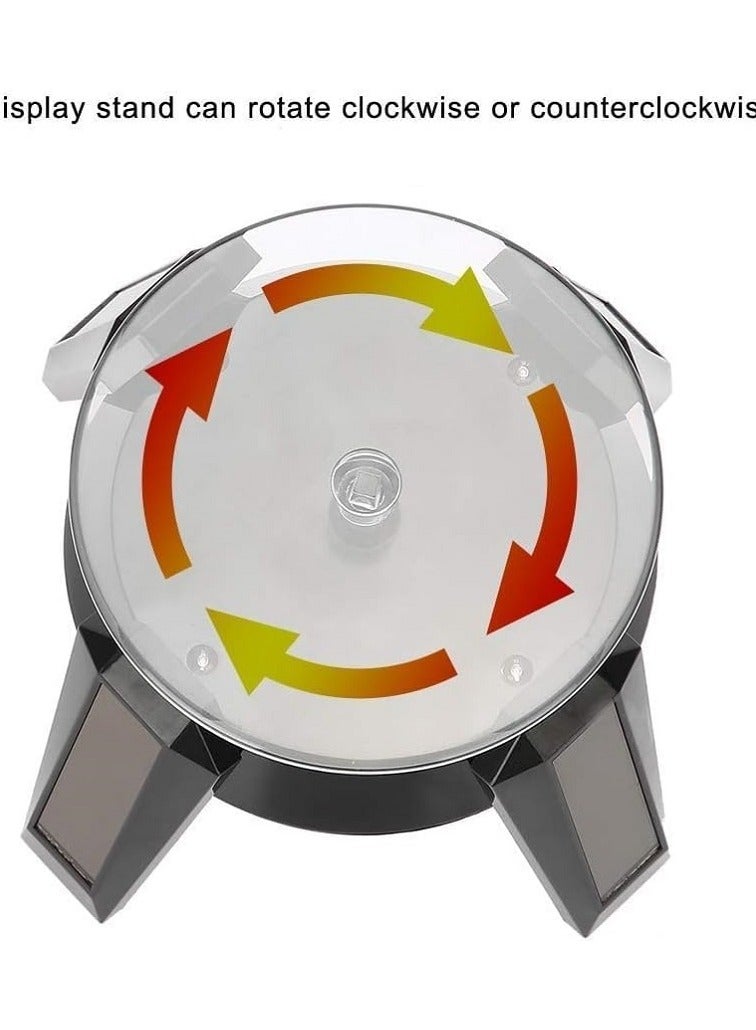Jewelry Rotating Display Stand, Solar Powered Turntable - Product Display with Blue LED Light - Mobile - Watch - Camera - Jewelry (Silver) - Image 2