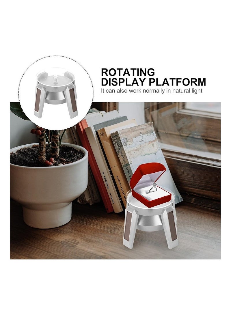 Jewelry Rotating Display Stand, Solar Powered Turntable - Product Display with Blue LED Light - Mobile - Watch - Camera - Jewelry (Silver) - Image 3