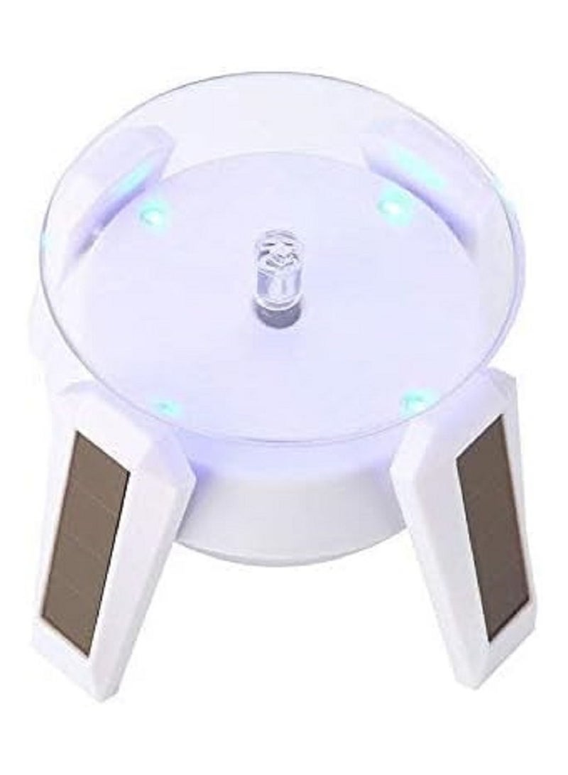 Jewelry Rotating Display Stand, Solar Powered Turntable - Product Display with Blue LED Light - Mobile - Watch - Camera - Jewelry (Silver) - Image 4
