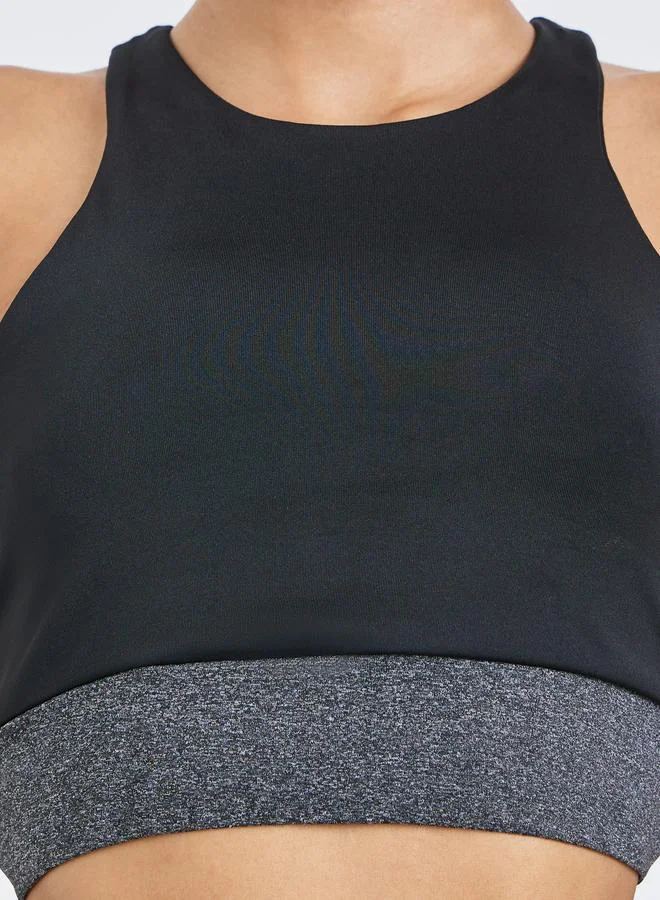 Styli Active Multi Color Block Open Back Sports Bra and Leggings Set for Women | Best Price UAE