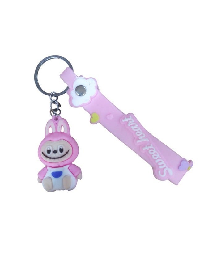 Labubu Toy Keychain Cartoon 3D Plastic Lovely Keychain (Assorted Color)