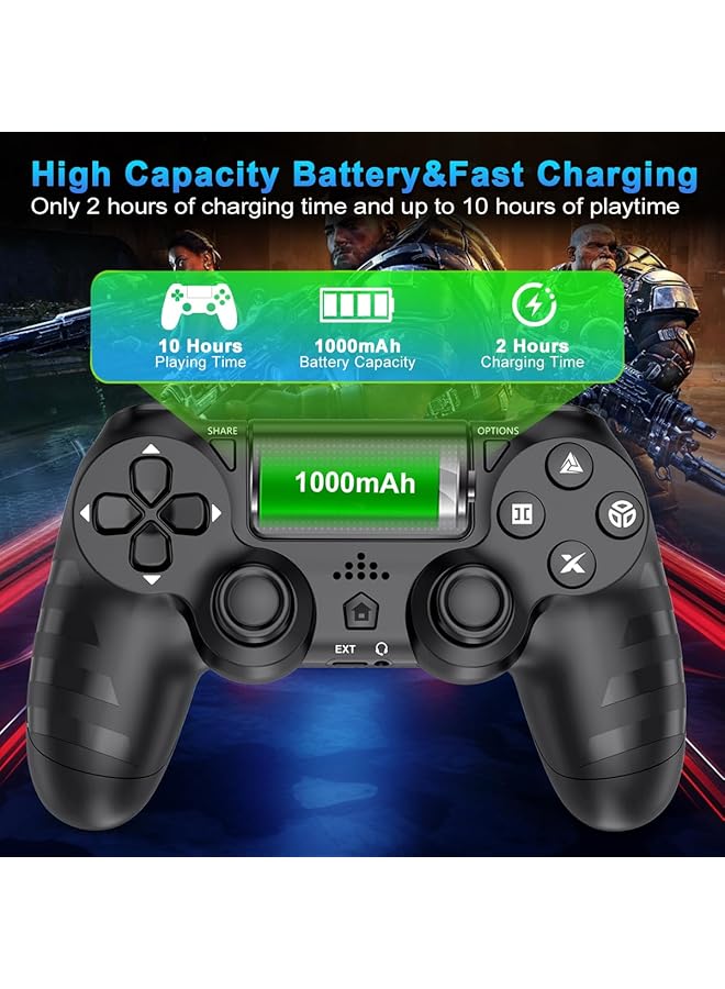 Wireless Ps4 Controllers For Ps4/Pro/Slim & Pc – 1000Mah Battery 6 Axis Motion Sensor Audio Jack (Black) - Image 5