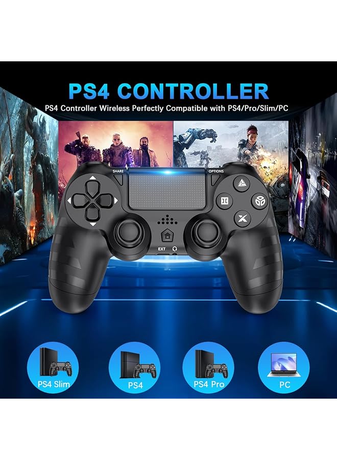 Wireless Ps4 Controllers For Ps4/Pro/Slim & Pc – 1000Mah Battery 6 Axis Motion Sensor Audio Jack (Black) - Image 2
