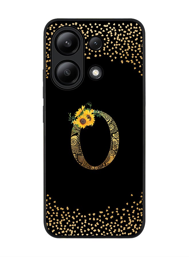 Stylizedd Rugged Black edge case for Xiaomi Redmi Note 13 4G, Cover Custom Monogram Initial Letter Mandala Floral Pattern Alphabet - O ( Black ) - Image 1