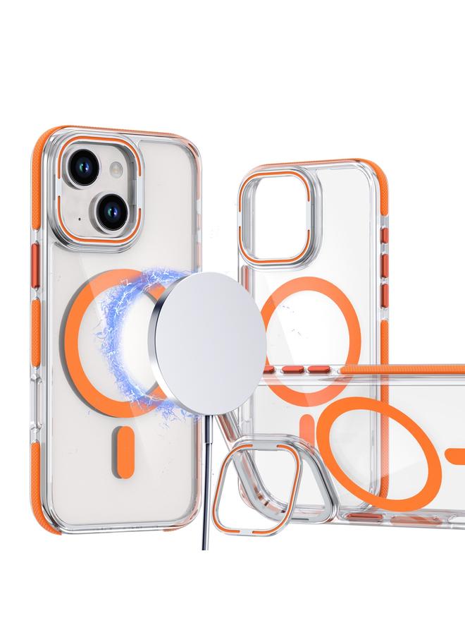 Zaboon Case For iPhone 13 / 14 Dual-Color Clear Acrylic Hybrid TPU Lens Flip Holder MagSafe Phone Case - Image 1