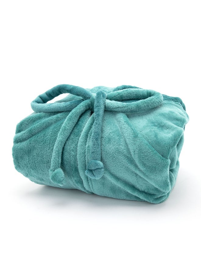 Mintra Lightweight Cozy Robe, 250 GSM Extra Soft Premium Microfiber in Green - M Size 101cm length  - Image 4