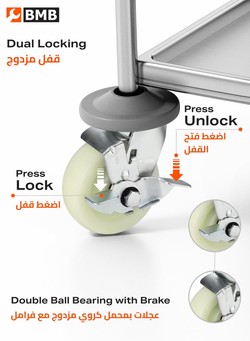 بي إم بي تولز عجلة دوارة كروية من مادة البولي بروبيلين شديدة التحمل مع فرامل - 4 إنش - أبيض - Image 3