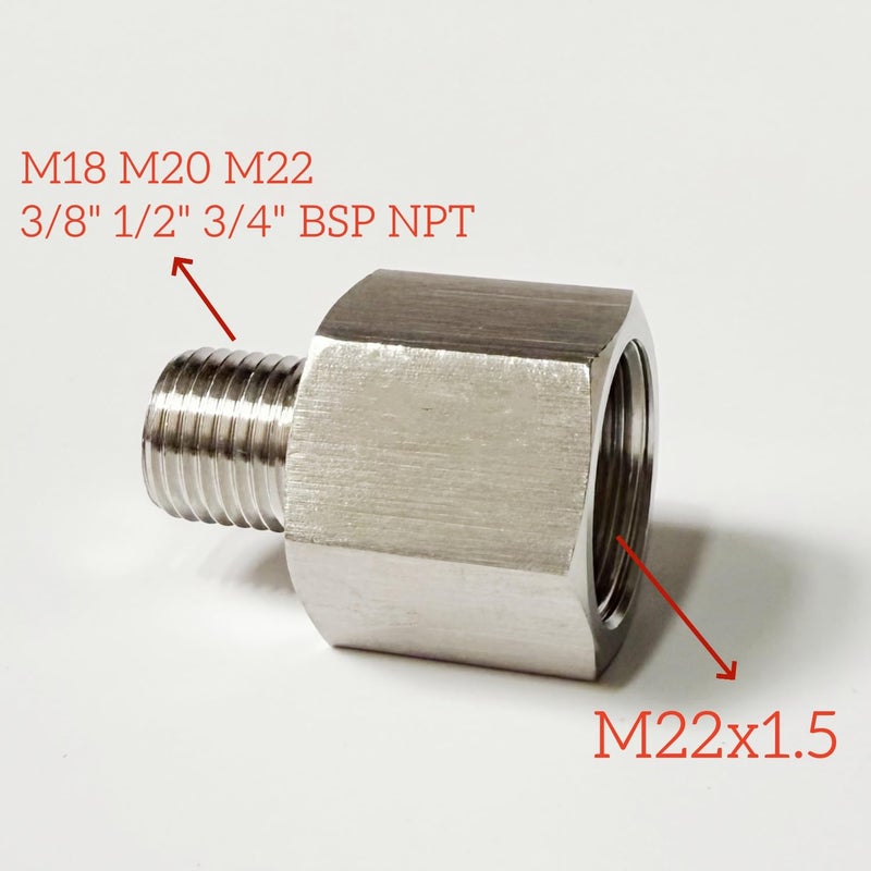 M22x1 5 Female To M20x1 5 Male 304 Stainless Steel High Pressure Pipe Fitting Connector - Image 3