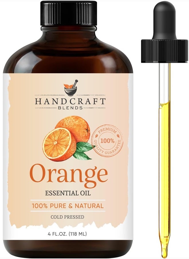 handcraft Blends Orange Essential Oil - Huge 4 Fl Oz - 100% Pure and Natural - Premium Grade with Glass Dropper  - Image 1