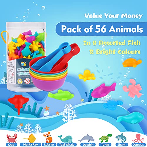 LOKIPA Counting Ocean Animal Toys Color Sorting Set Ocean Animal Matching Game with Rainbow Sorting Cups Learning Activities Educational Sensory Toys for Toddlers Kids Ages 3 Years and Up - Image 5
