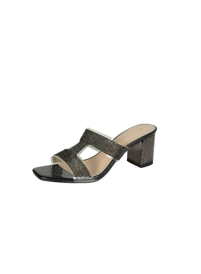 ZAYNA 221-75 Zayna Ladies  High Block Heel Slip on 15C1596-10 Black