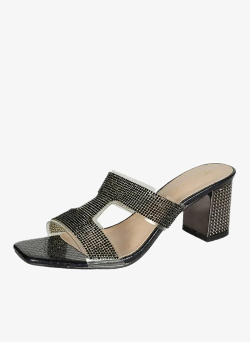 Zayna Black 221-75 Zayna Ladies  High Block Heel Slip on 15C1596-10 Black for Women | Best Price UAE