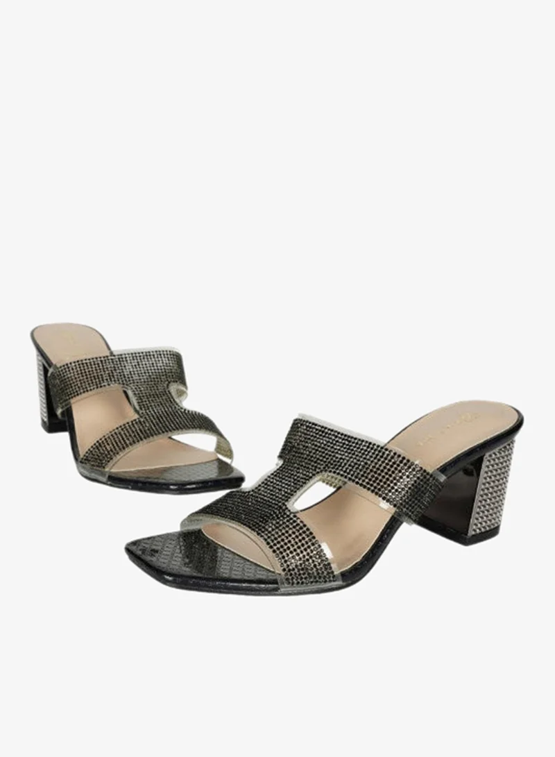 زينة 221-75 زينة كعب عالي بلوك سهل الارتداء أسود