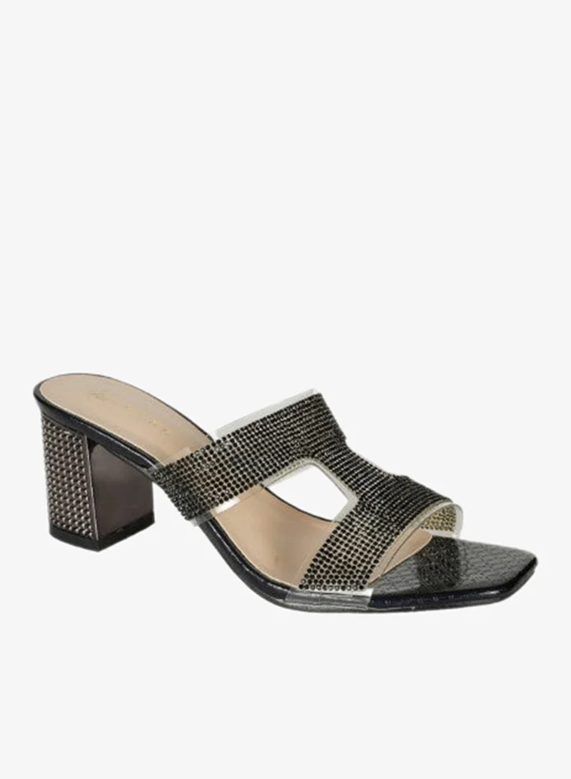 زينة 221-75 زينة كعب عالي بلوك سهل الارتداء أسود