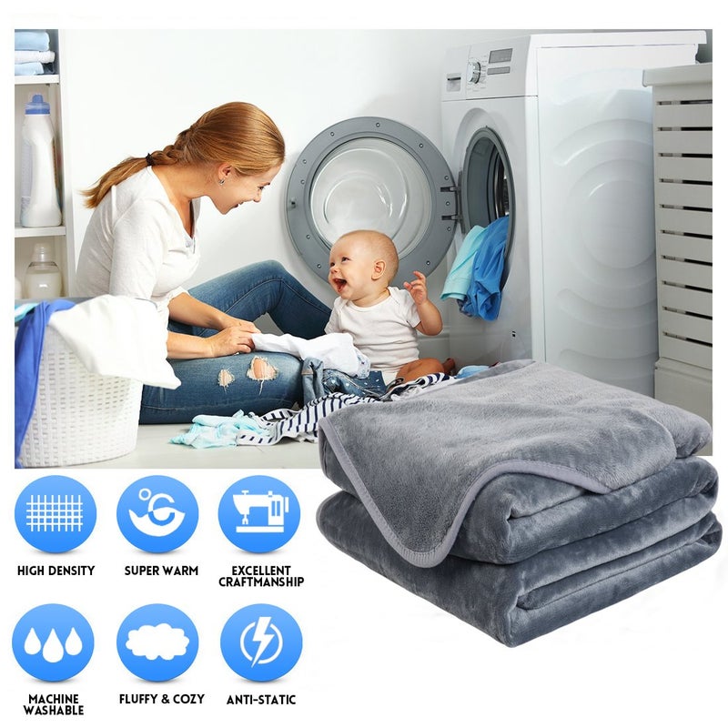 EASELAND Soft Queen Size Blanket All Season Warm Fuzzy Microplush Lightweight Thermal Fleece Blankets for Couch Bed Sofa,90x90 Inches,Gray - Image 2