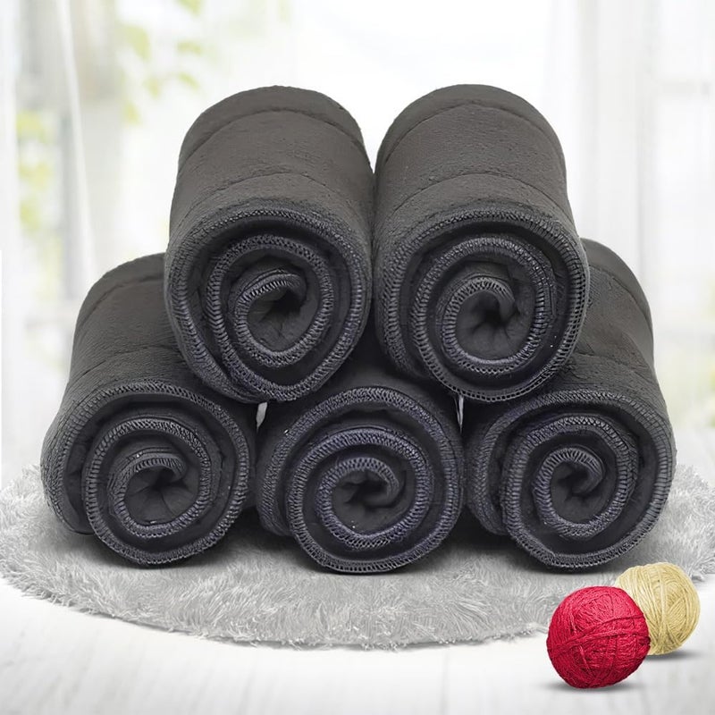 Kritiu SmartDry 5-Layer Booster Pads for Cloth Diaper | High Absorbent 5 Layer Washable and Reusable | Wet Free Booster Inserts | The Ultimate Baby Cloth Diaper Soaker Inserts (Black Pack Of 5) - Image 1