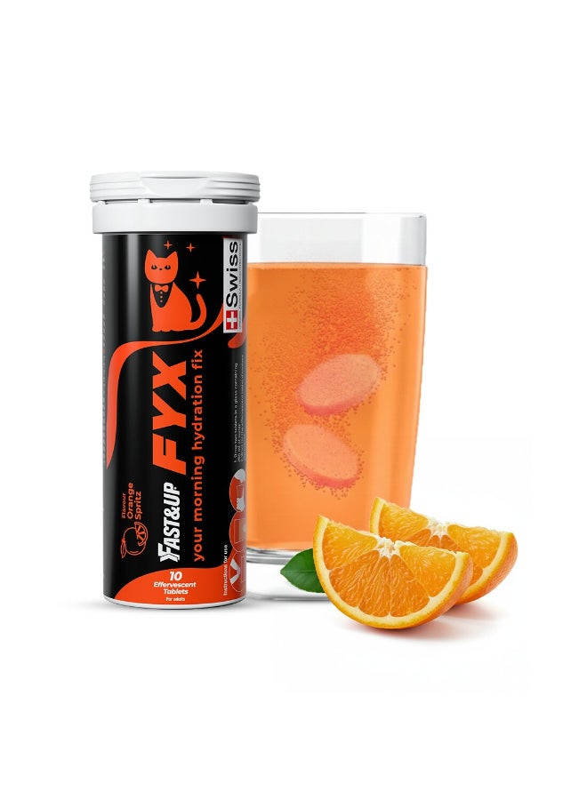 FAST&UP Fyx After Celebration Morning Hydration Fyx with Electrolytes + Amino Acids + Vitamins Tube of 10 tablets Orange flavour - Image 1