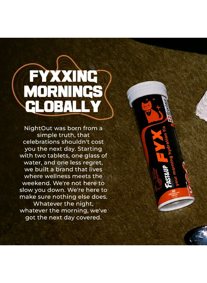 FAST&UP Fyx After Celebration Morning Hydration Fyx with Electrolytes + Amino Acids + Vitamins Tube of 10 tablets Orange flavour - Image 5